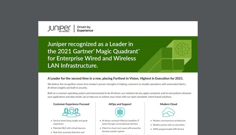 Juniper recognized as a Leader in 2021 Gartner Magic Quadrant thumbnail