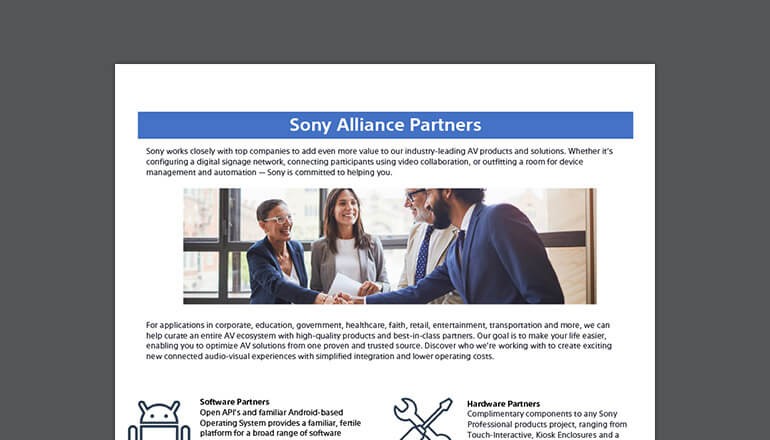 Sony Alliance Partners cover page