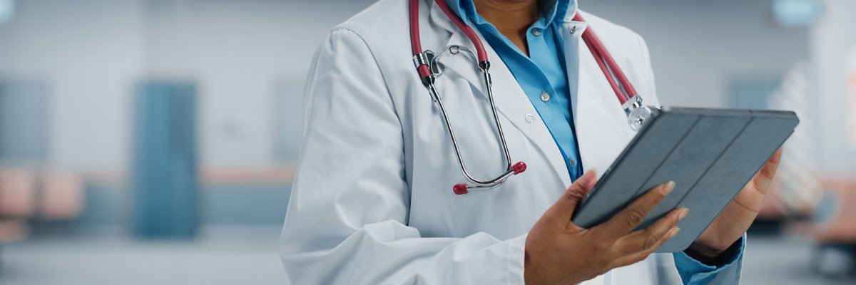 Doctor with tablet device