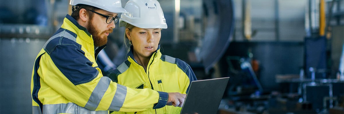 Public services company employees discuss project details. Procurement, deployment, provisioning, repairs, end of life, device lifecycle management, device services, device refresh 