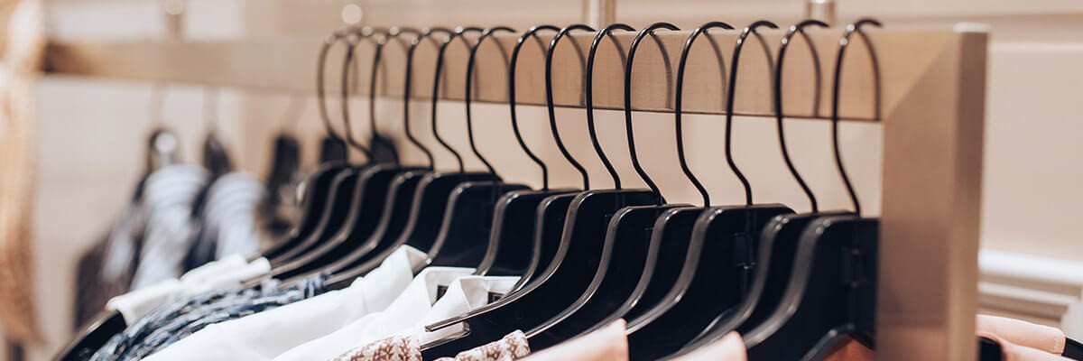 Clothes on hanger in retail store