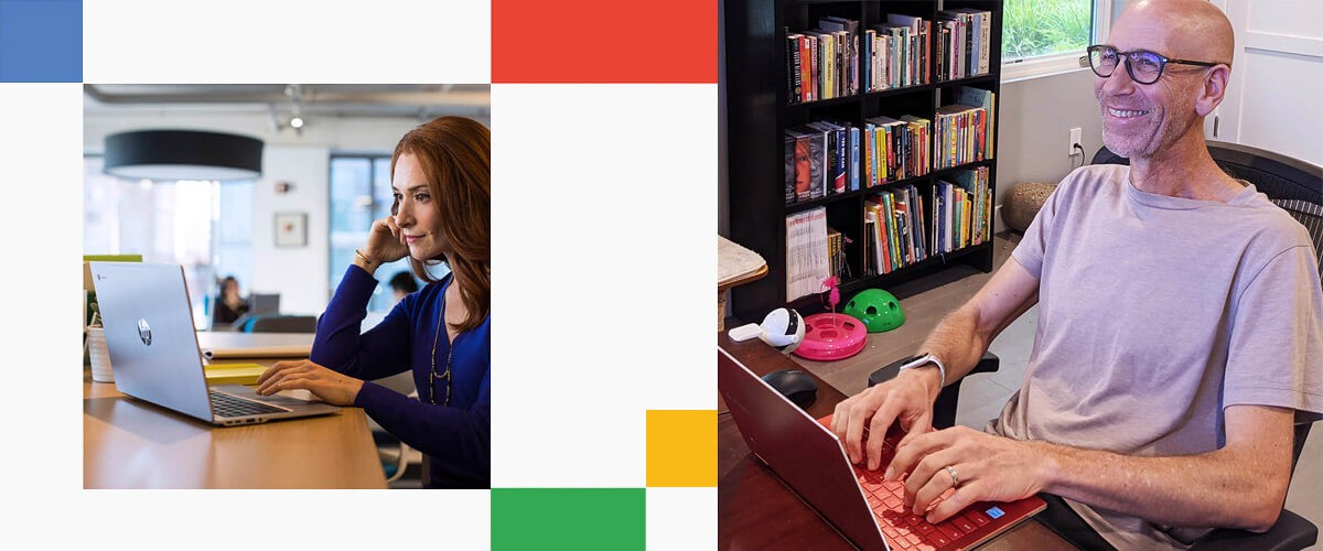 Business professionals using Google Chromebooks to run their applications and browse the web