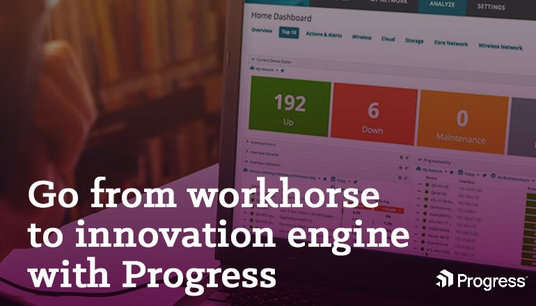 Laptop monitor open to Progress application dashboard