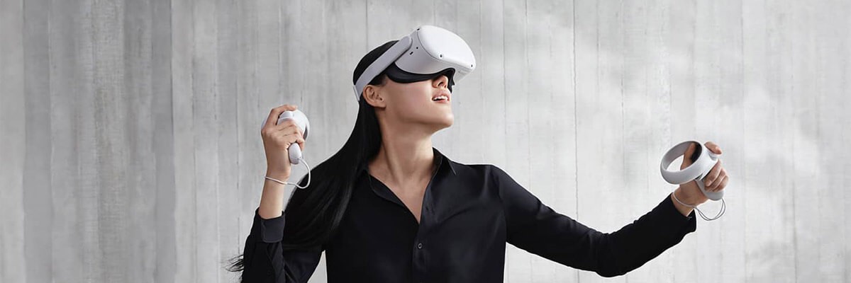 Woman using Oculus from Facebook VR
