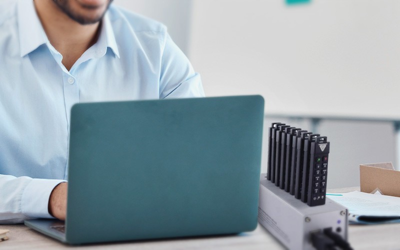 Professional working on laptop
