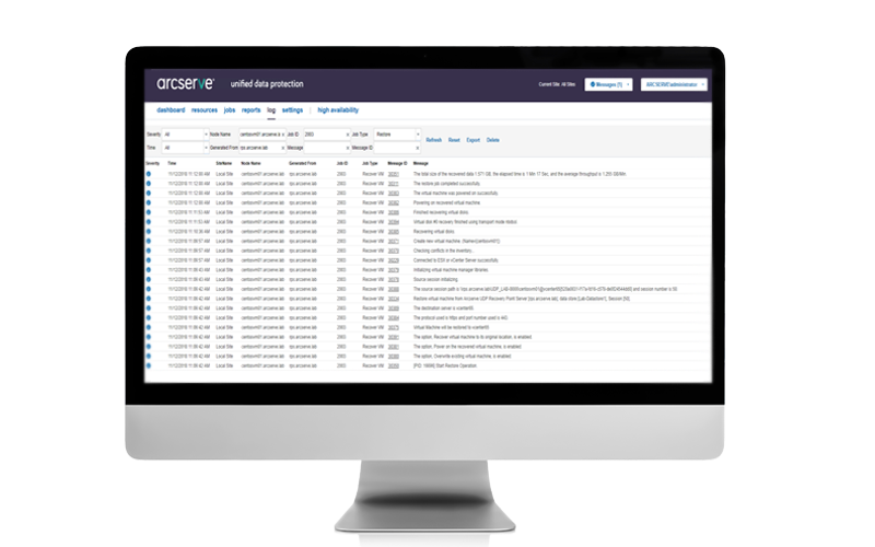 Advanced Linux data protection. Arcserve screenshot Linux recovery