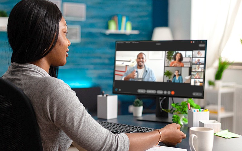 Woman having a online meeting