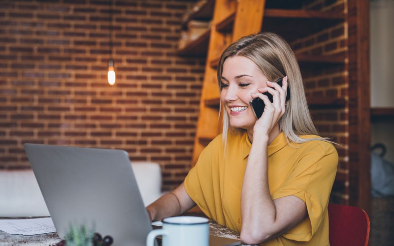 Woman using laptop