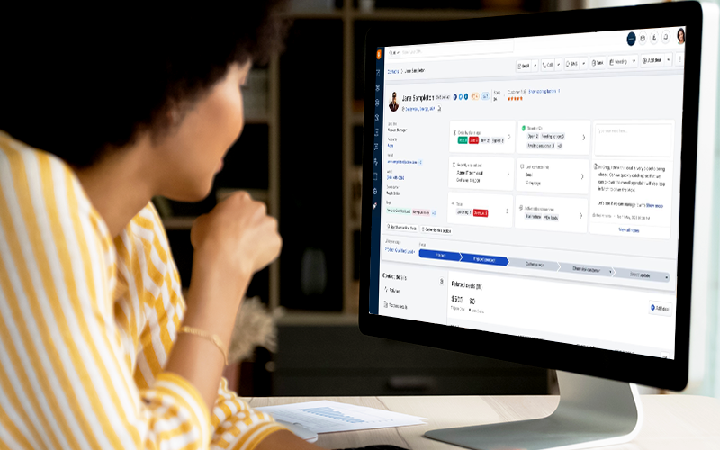 Woman using desktop