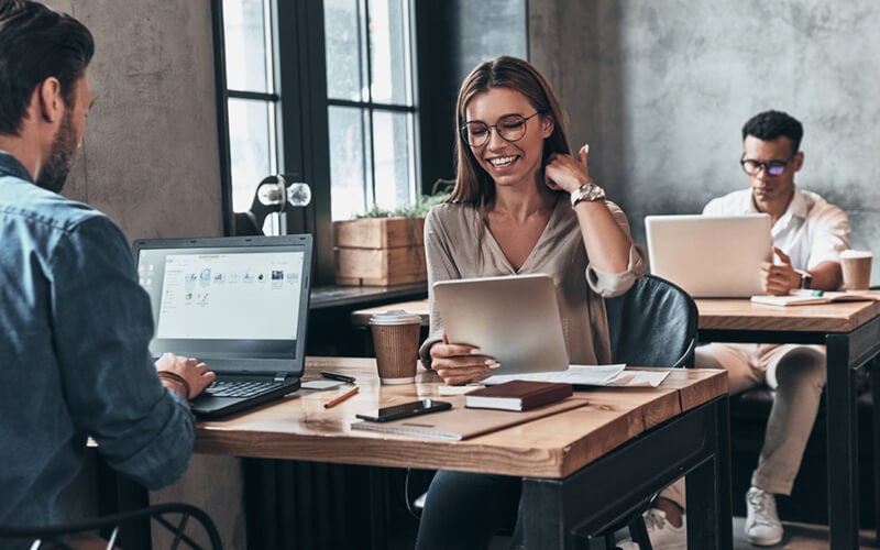 IBM software solutions Woman working in open office