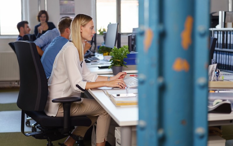 Woman working on laptop