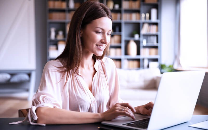 Woman using a laptop
