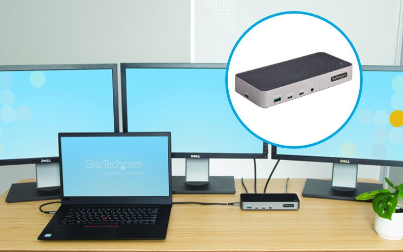 USB-C triple monitor docking station