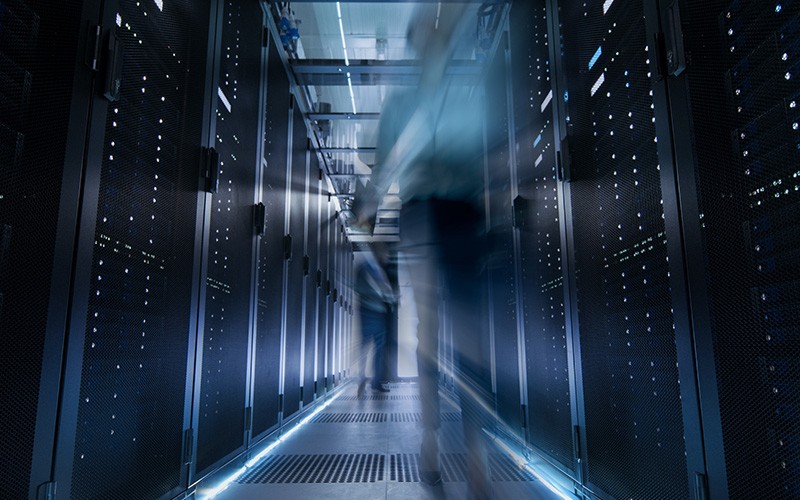Professionals on a data center