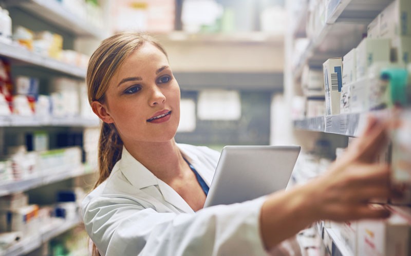 Secure healthcare technology Pharmacist using tablet device
