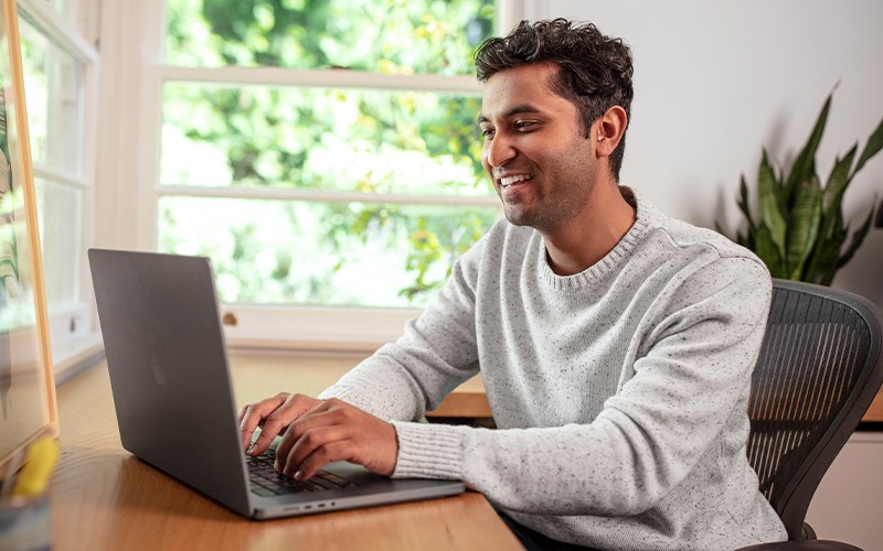 Professional using laptop