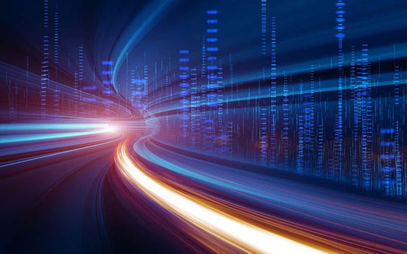 We’ll help accelerate your generative AI journey with support at each stage Abstract concept of data moving through a journey