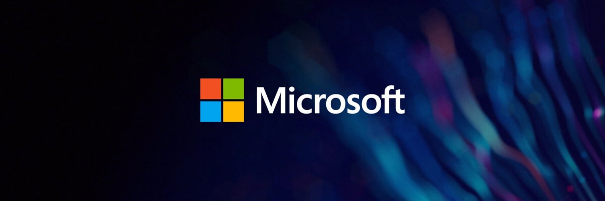 Microsoft logo over abstract background