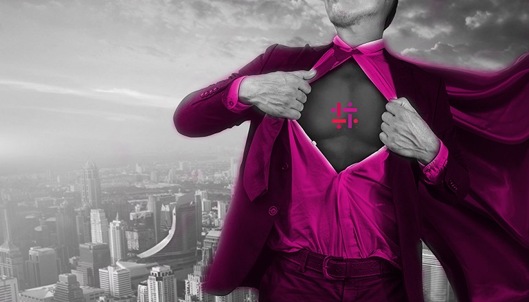 Business superhero. Mixed media