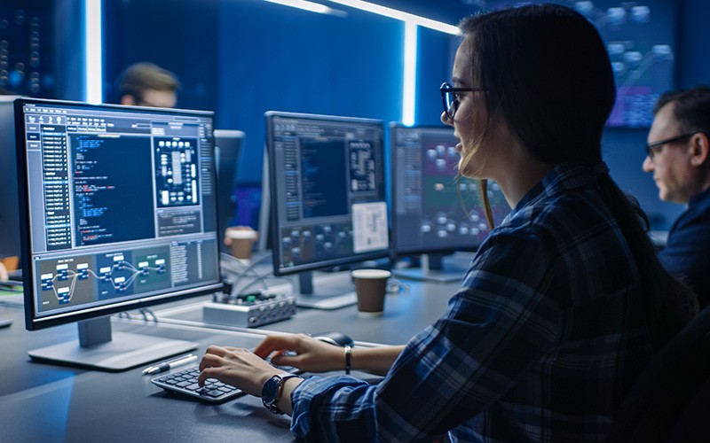 Professional using desktop