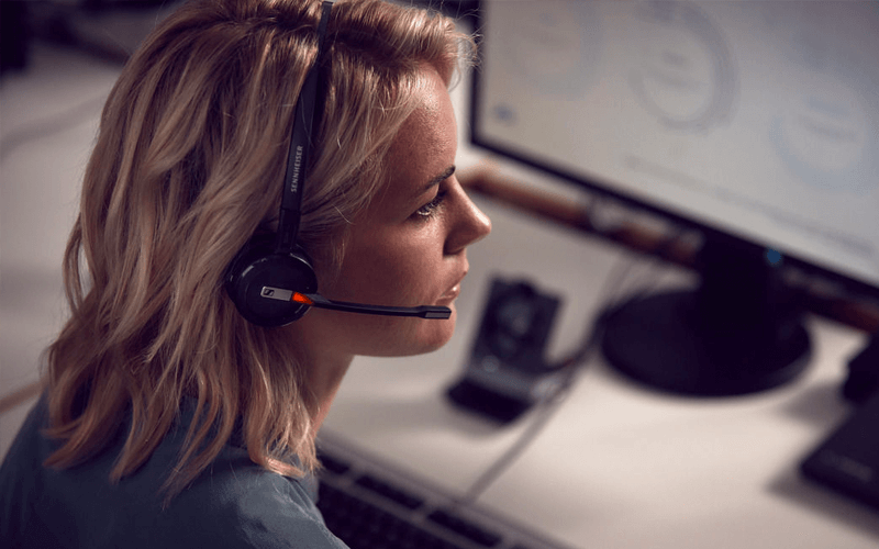 Woman using EPOS Impact headset