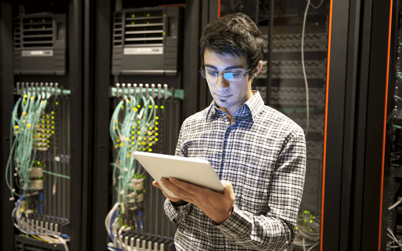 FireEye Network Security IT man in data center