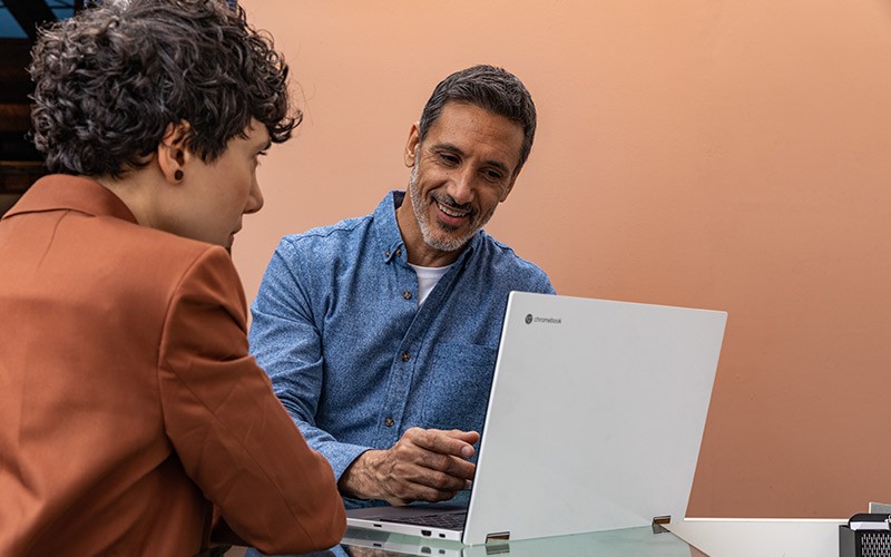 Two users working with Google device