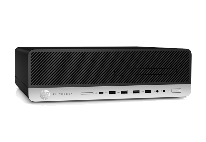 Compact design with powerful performance Business woman using a HP EliteDesk 800 G2 with a EliteDisplay 240c.