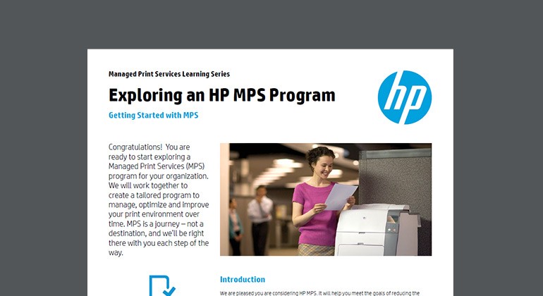 Exploring an HP MPS Program brief from HP Cover of Exploring an HP MPS Program brief