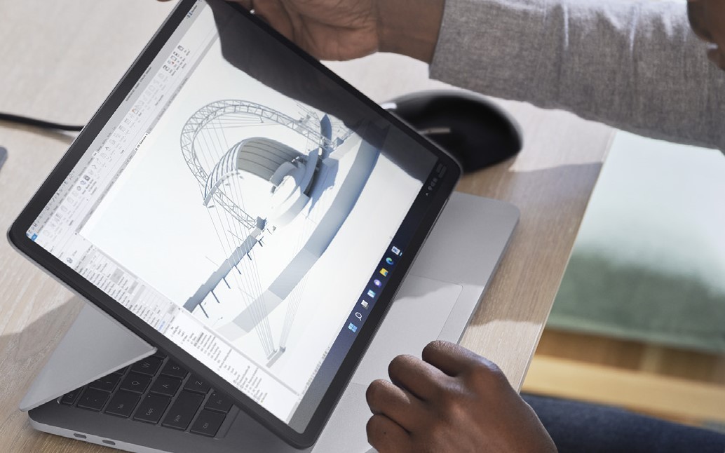 Surface Laptop Studio man using laptop for structural design