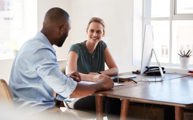 Successful job interview after using residency services and candidate screening