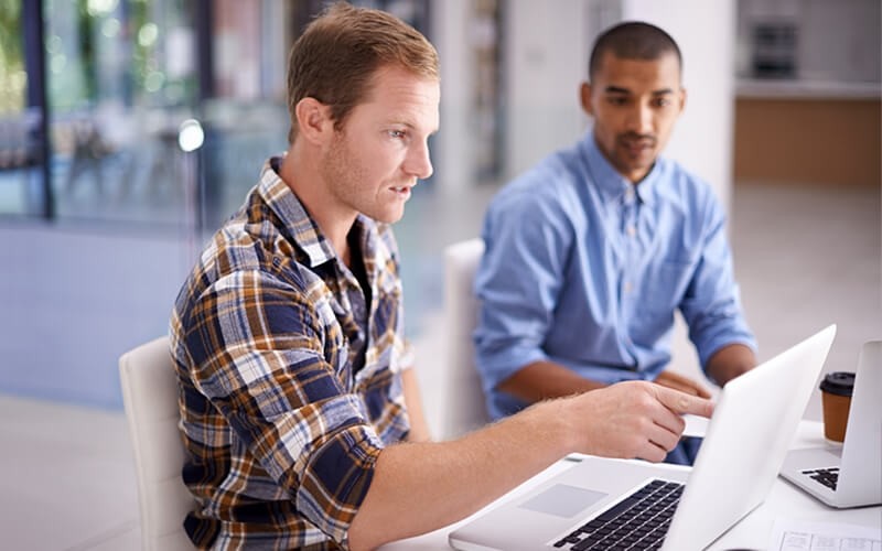 Choose from thousands of hand-picked items in our online marketplace. Business man viewing items in the online marketplace on computer