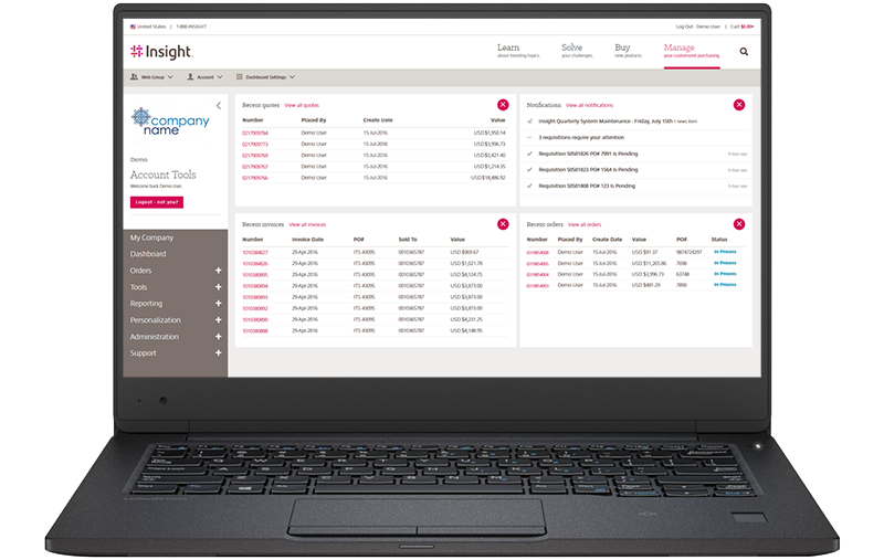 Your company portal Close up of company portal page